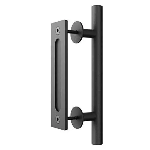 12 Inch Sliding Barn Door Handle Pull And Flush Hardware Set Solid Cast Iron Rus