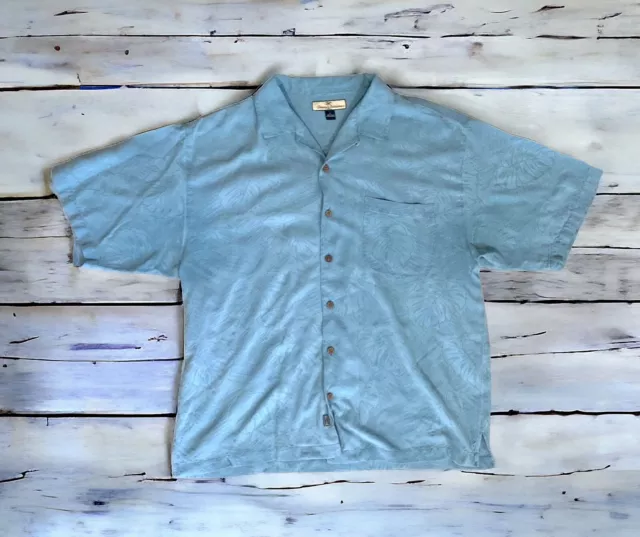 Tommy Bahama Mens Shirt Blue Teal Size XL Short Sleeve Pocket Hawaiian Relax