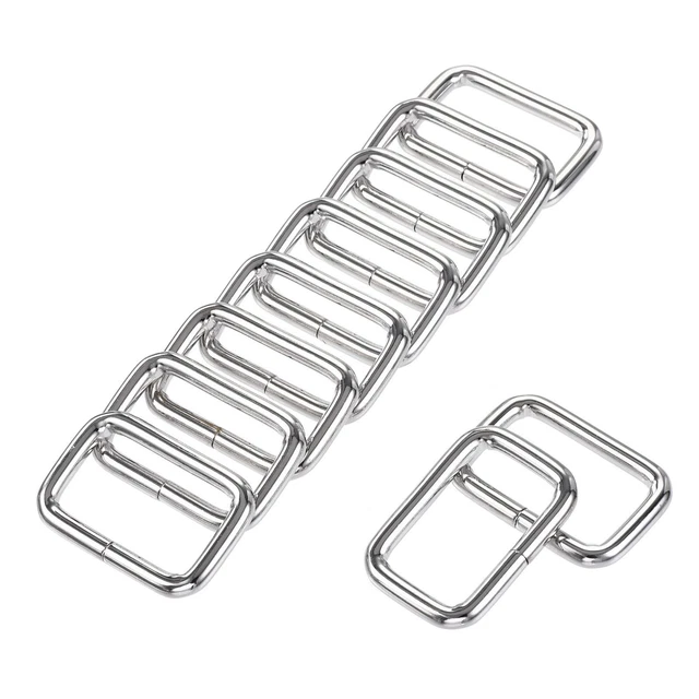 Metallo Rettangolo Anello Fibbie 33x19mm Argento Tono 10pz