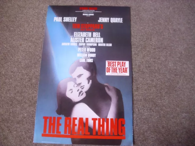 The REAL THING  Paul SHELLEY & Jenny QUAYLE  Original STRAND Theatre Poster