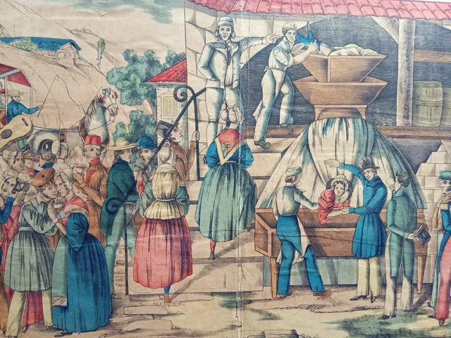 Gravure Ancienne La Sainte Cène - Imagerie D'Épinal (XXe) Encadrée