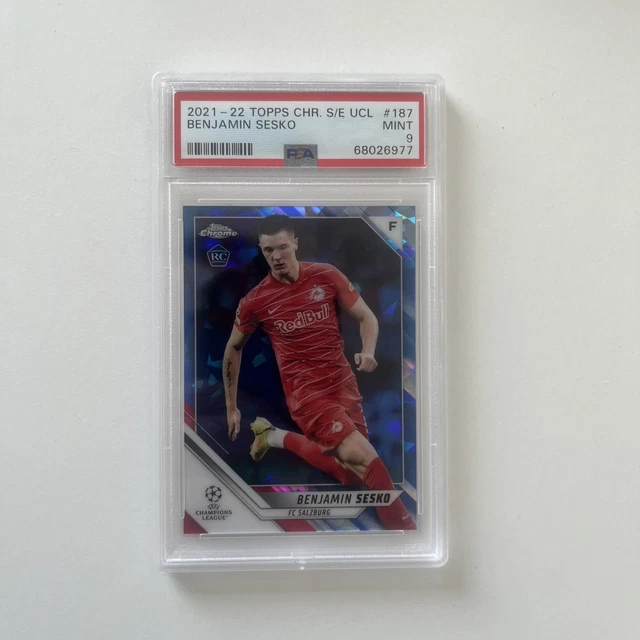 2021-22 TOPPS CHROME Sapphire UEFA UCL Benjamin Sesko RC PSA