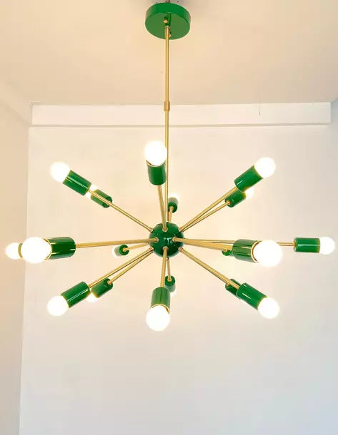 Mid Century Modern Sputnik Chandelier18 Light brass Modern colored,Ceiling Lamp