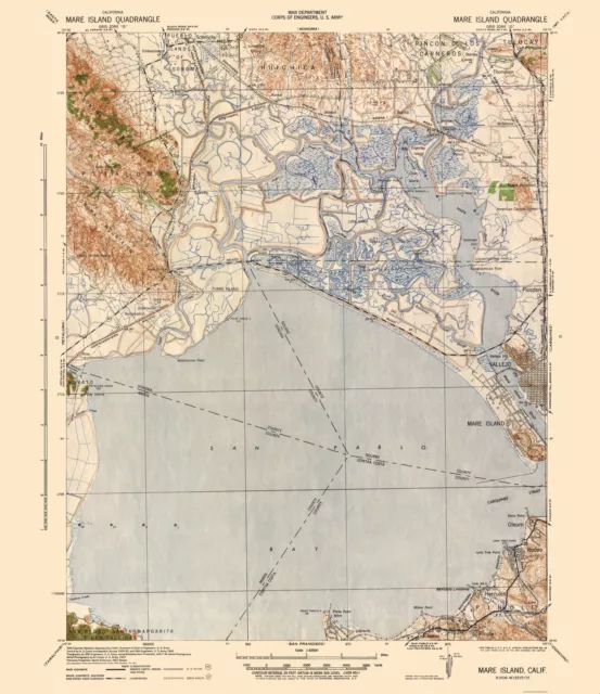 Topo Map - Mare Island California Quad - US Army 1942 - 23 x 26.63