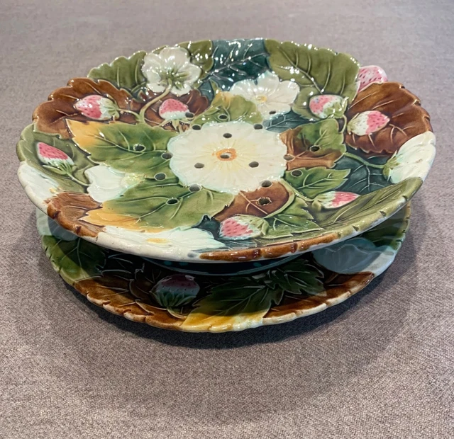 5 assiettes à dessert barbotine feuilles de vigne Gien création