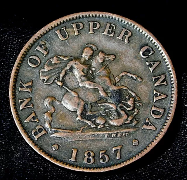1857 Canada Bank Upper Canada 1/2 Half Penny Token Uncertified High Grade Coin