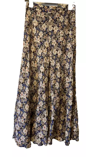 ZARA Blue Mix Floral Maxi Skirt  cotton Blend  Size XS New