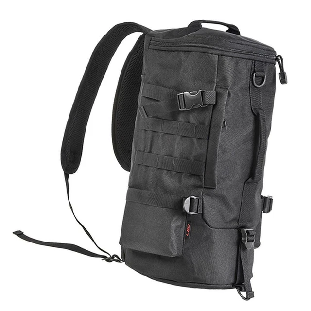 Round Fishing Tackle Backpack Reel Lure Storage Black pour la randonnée, les