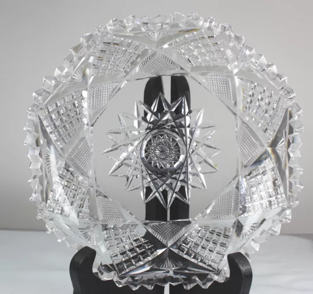 Vintage CUT GLASS bowl candy Nut dish Sawtooth RIM