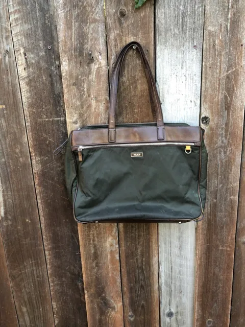 Tumi Bag Carry On Tote Olive Green Nylon Shoulder Bag