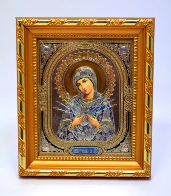 Ikone GM Siebenpfeilige икона Богородица Семистрельная освящена 14,5x12,5x1,7 cm