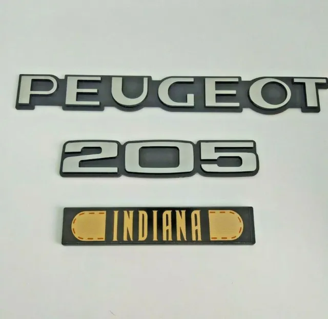 ⭐ Neuf Kit 3 Monogrammes Peugeot 205 Indiana Logo Badge Emblême Sigles Pack