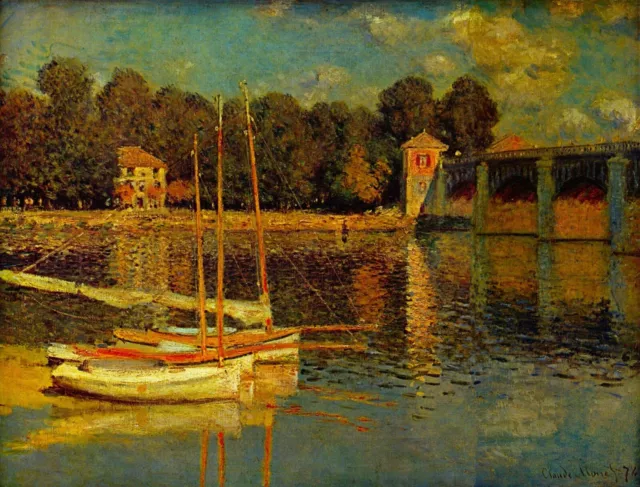 Bridge at Argenteuil by Claude Monet Giclee Fine Art Print Repro on Canvas
