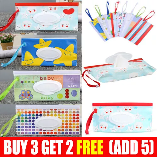 Reusable Baby Wet Wipe Bag Box Wipes Holder Tissue Case Refillable Wet Wipe Bag