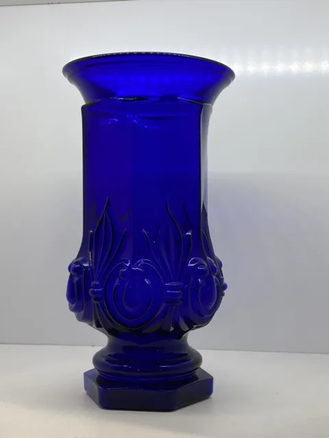Indiana Tiara Glass Queen's Vase Cobalt Blue Pressed Glass