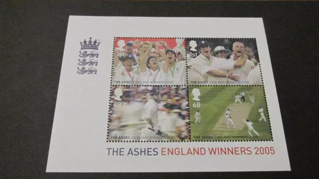 2005 GB UM Stamps mini sheet - Ashes Cricket - England Winners