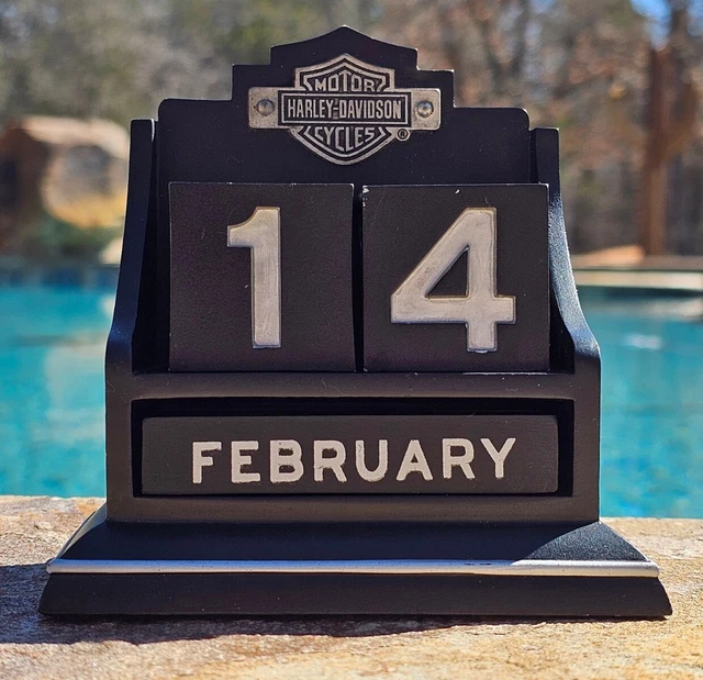 HARLEY DAVIDSON HALLMARK Black Perpetual Desk Calendar Black Silver 2003  Biker $21.99 - PicClick