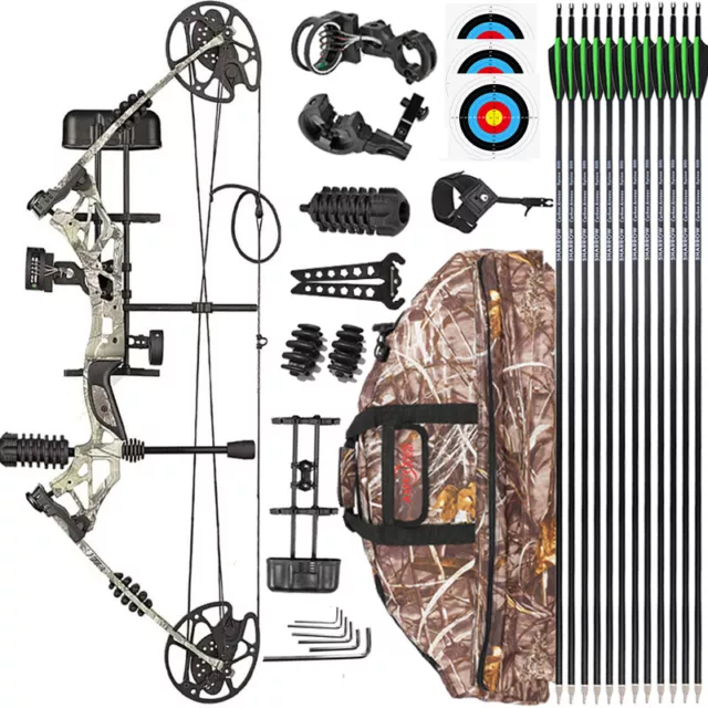 Compoundbogen Set 30-70lbs Jagdbogen Carbonpfeile Bogenschießen Jagd Sportbogen