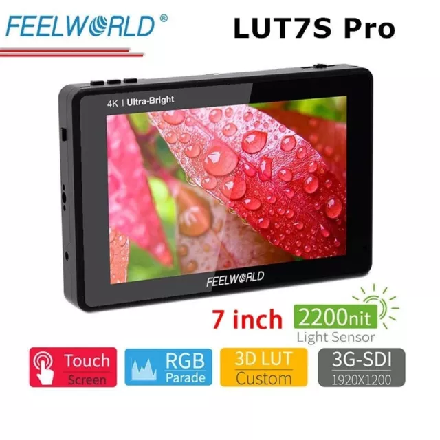 Feelworld LUT7S PRO 7 Zoll 2200nit Feldmonitor 4K HDMI 3D LUT HDR Touchscreen DE