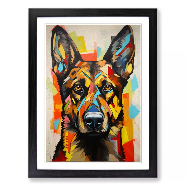 German Shepherd Expressionism Wall Art Print Framed Canvas Picture Poster Decor