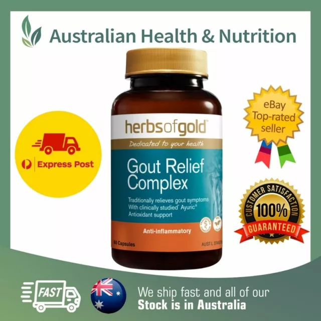 Herbs Of Gold Gout Relief Complex 60 Capsules + Free Same Day Post