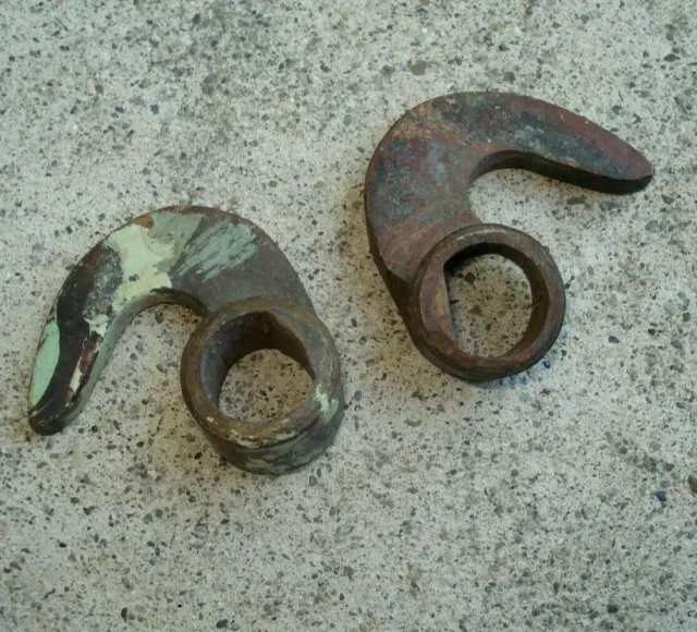 Antique Brass Bronze Hardware Parts Hooks Curved MYSTERY UNUSUAL Marked "2" Old