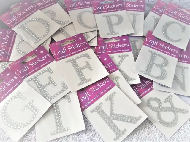 Eleganza DIAMANTE LETTERS (A-Z) & NUMBERS (0-9)  5cm - Adhesive Craft Stickers