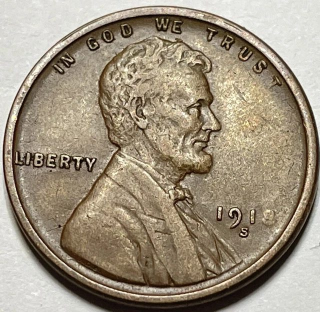 1918-S Lincoln Wheat Cent Penny Copper Coin CHOICE AU++/UNC MAKE AN OFFER #233