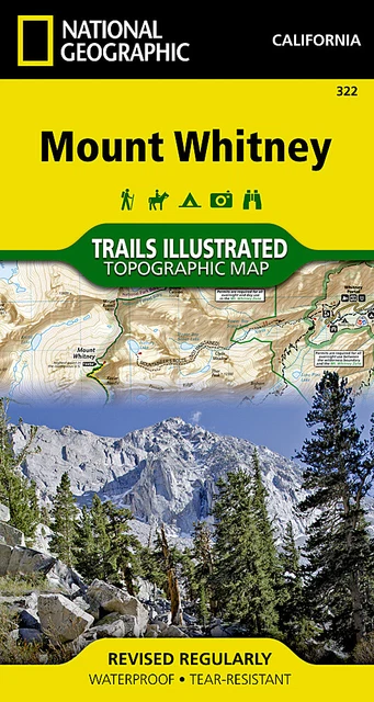 National Geographic Trails Illustrated California Mount Whitney Topo Map 322