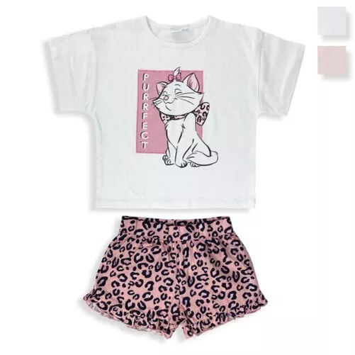 Pyjama Courts Fille Disney Aristocats Marie T-Shirt Short Coton 5424