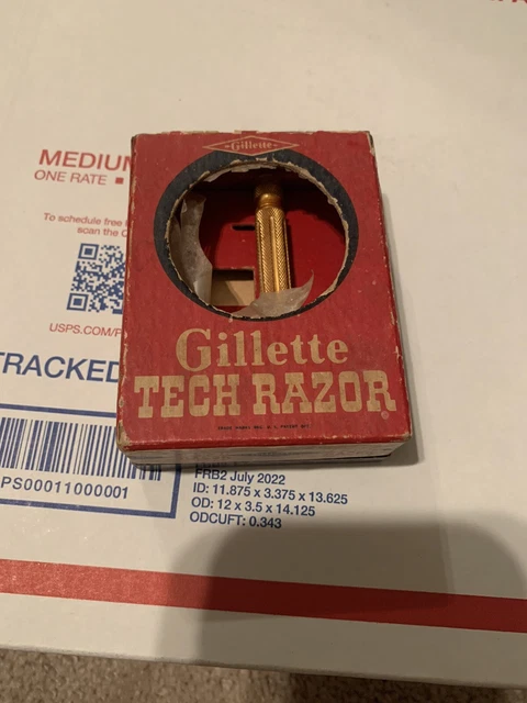 Gillette Ball End Tech Gold Vintage Double Edge Safety Razor