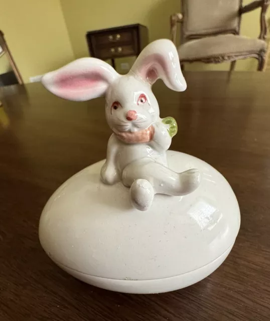 Fitz & Floyd Easter Egg Bunny Rabbit Carrot Candle Holder, Trinket Dish Sugar