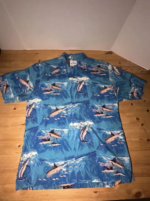 Guy Harvey Ocean View T-Shirt Royal Blue Fishing Shirt Blue Water Men's  Medium