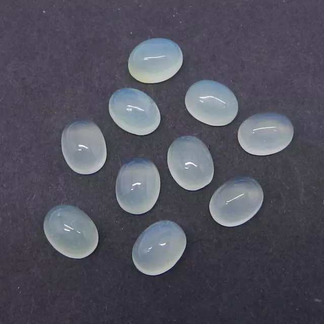 Blanc Calcédoine Forme Ovale Cabochon Calibré Desseré Gemme 7x9mm Pour 12x16mm