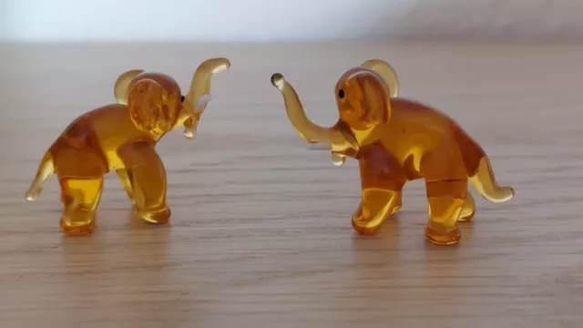 DDR Lauschaer Glastiere:  2 Elefanten, reine Handarbeit, 0stalgie