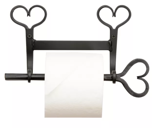 COUNTRY HEARTS WROUGHT IRON WALL TOILET PAPER HOLDER Primitive Amish Blacksmith