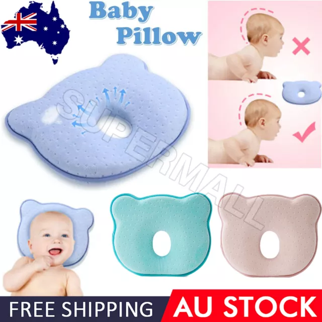 Baby Infant Newborn Memory Foam Pillow Prevent Flat Head Protect Neck Roll OZ