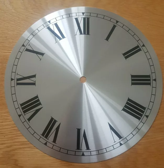 NEW - 9 Inch Clock Dial Face - Silver Finish 230mm - Roman Numerals - DL25