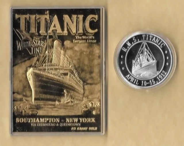 Rms Titanic April 10-15, 1912 23 Kt Card  Silver  Coin