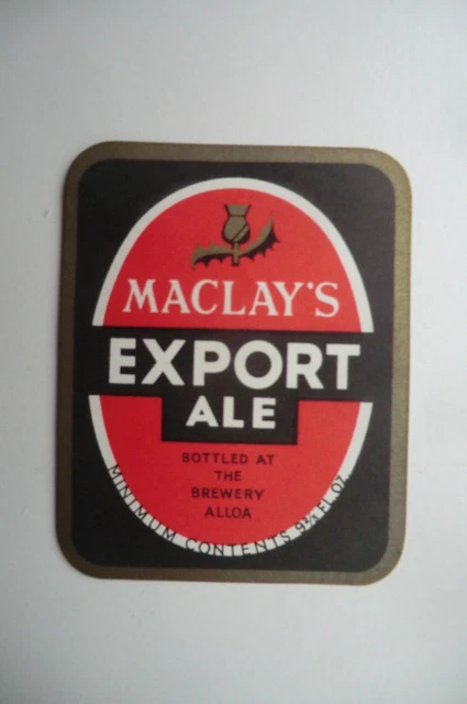 MINT MACLAYS ALLOA EXPORT ALE 9 2/3 floz BREWERY BEER BOTTLE LABEL