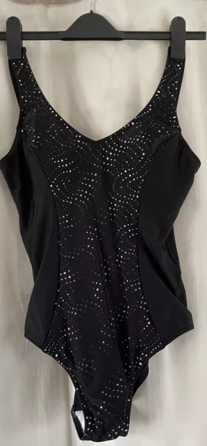 DEBENHAMS BLACK WHITE Swimwear Costume Suit One Piece Size 14