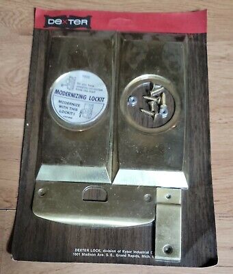 Vintage DEXTER Lock Trim Plate Back Plate Brass Mid Century Modern