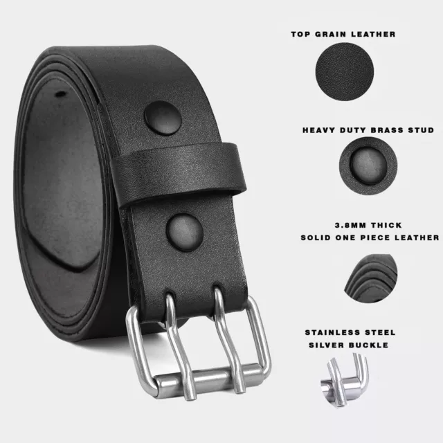 LEATHER BELTS FOR Men Heavy Duty 1.75 Inch Wide Double Prong Casual ...