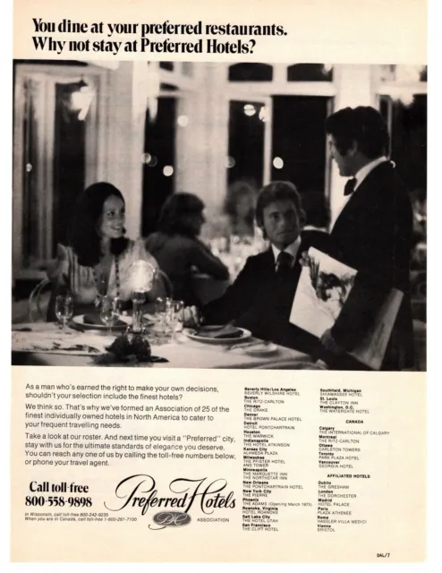 1976 Preferred Hotels Association Fine Dining Restaurant Waiter PHA Print Ad