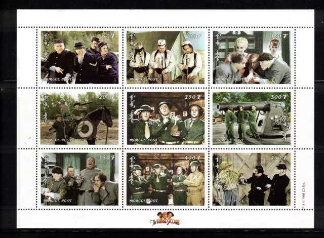 MONGOLIA Sc 2337 NH ISSUE OF 1998 - MINISHEET - THE THREE STOOGES