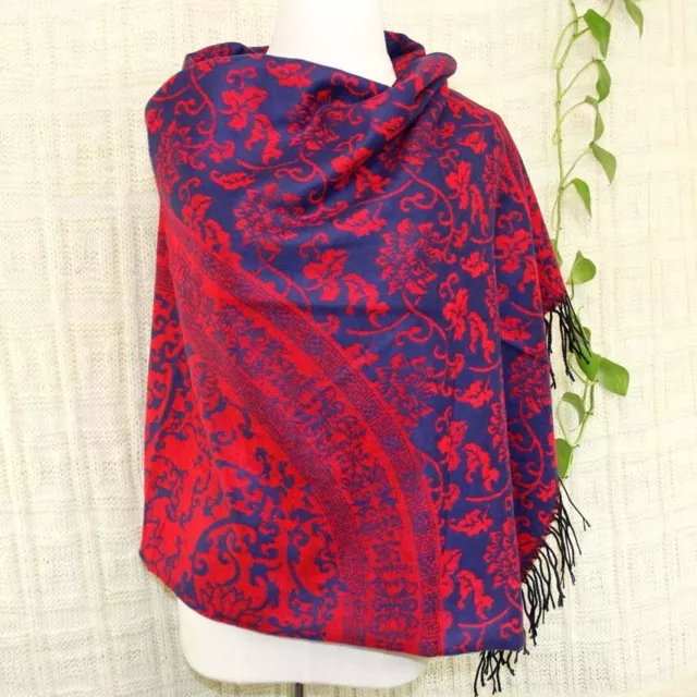 Square large 135CM Vintage Paisley plaid Cashmere Wool Soft Rugs Shawl Gift 11