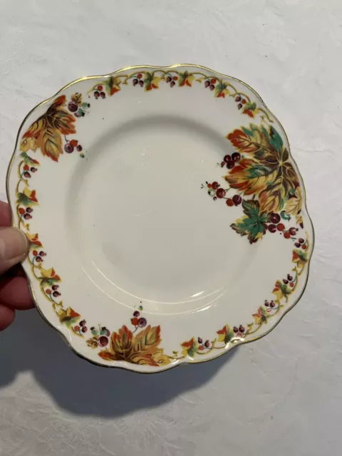 Vintage Creampetal Grindley England White Square Butter Plate With Autumn Leaves