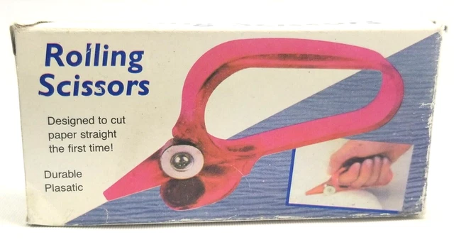 "Tijeras rodantes vintage ""Diseñadas para cortar papel recto la primera vez"