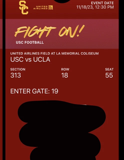 USC vs UCLA  - 2 Tickets Avail. Sec 313, Row 18 -70$ Each