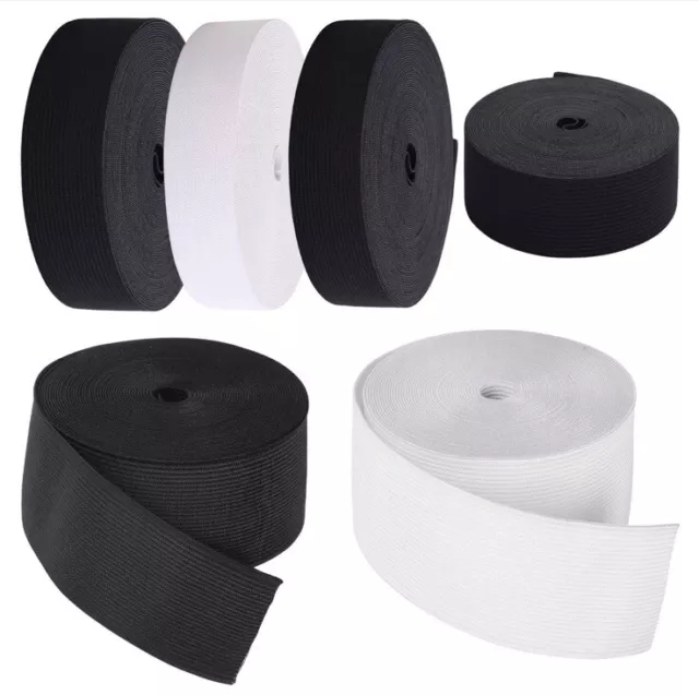 Flat Woven Elastic White / Black 19/25/32/38/50/75mm Stretch Elastic Waist Bands